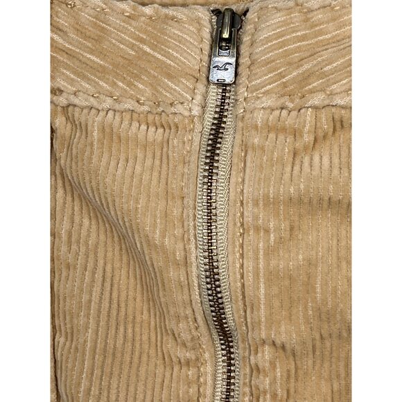 Hollister XS Camel Corduroy High Rise Mini Skirt Zip Front Pockets - Picture 6 of 12
